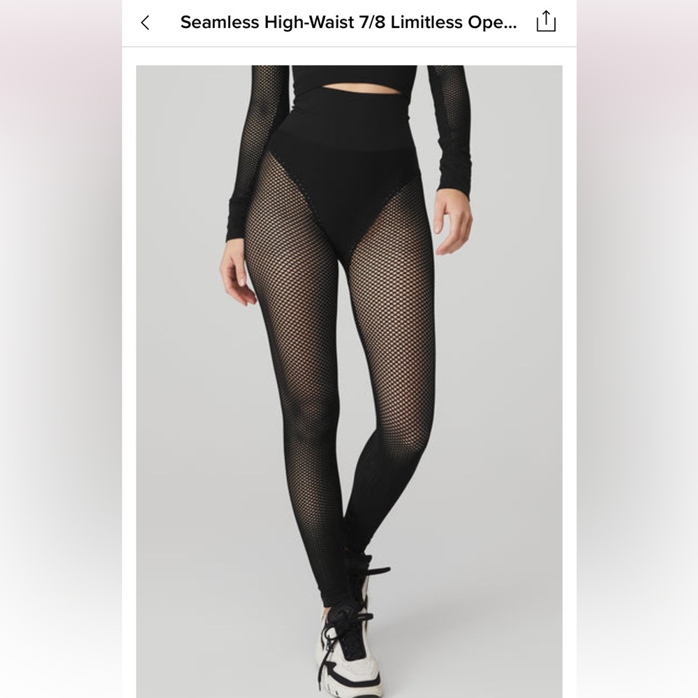 Alo Seamless High Waist 7/8 Limitless Open Air Legging in Black size Small